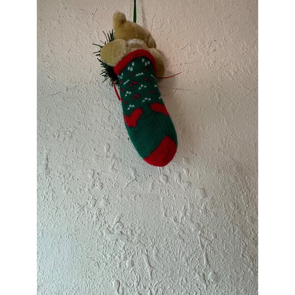Vintage 1998 Beary Christmas Collectible Knit Stocking Ornament Teddy Bear READ - Picture 8 of 10